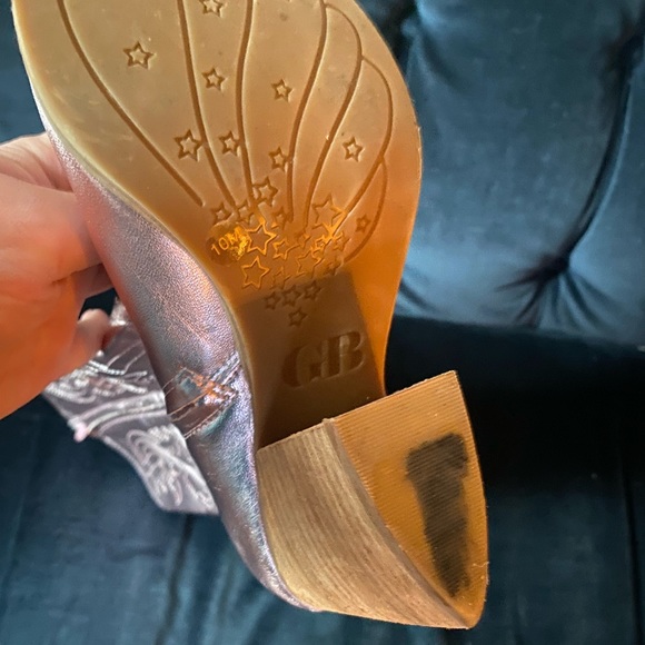 Gianni Bini Brush Metallic Matte Western Knee High Cowgirl Boots Baby Pink - Picture 7 of 7